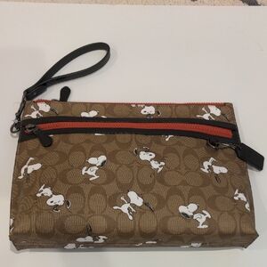 Coach Brown and Black Snoopy Wristlet